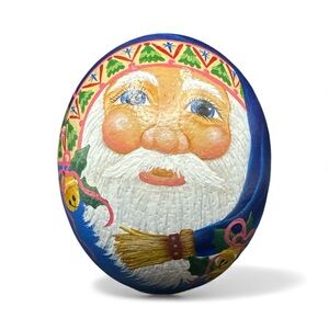 Vintage Handpainted Santa Ostrich Egg Vintage Handpainted Christmas Ostrich Egg